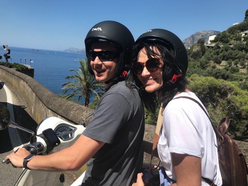 Couple on a Vespa in Campania, Italia